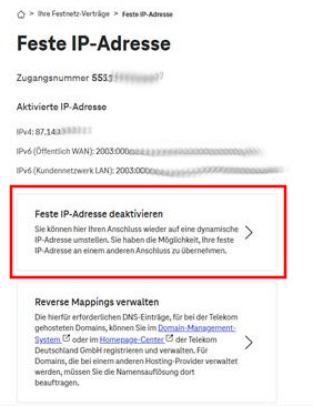 "Feste IP-Adresse deaktivieren" auswählen
